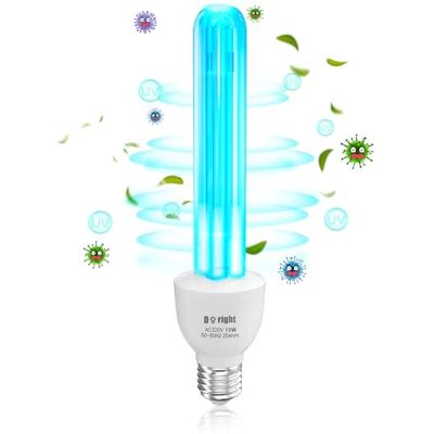 DoRight Lampara UV Desinfeccion 15W E27 Lampara UVC Ozono (UVC 254nm +O₃) Blu-Ray con Tubo de Cuarzo UV Germicida Esterilizador AC 220-240V para Hogar, Escuela, Oficina (1 unidad) DoRight Lampara UV Desinfeccion 15W E27 Lampara UVC Ozono (UVC 254nm +O₃) Blu-Ray con Tubo de Cuarzo UV Germicida Esterilizador AC 220-240V para Hogar, Escuela, Oficina (1 unidad)