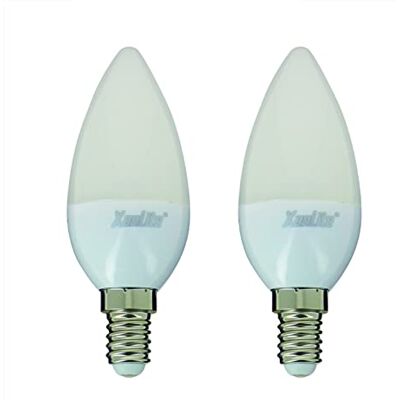 Xanlite Set of 2 SMD LED Flame Opaque bulbs, E14 base, 470 Lumens, 40W equivalent, 4000 K, Neutral White Xanlite Set of 2 SMD LED Flame Opaque bulbs, E14 base, 470 Lumens, 40W equivalent, 4000 K, Neutral White
