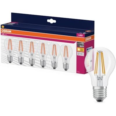 OSRAM LED Star VALUE A60, paquete de 60 bombillas, reemplaza bombillas incandescentes tradicionales de 60W, blanco cálido (2700K), 6.5W, casquillo E27, vidrio mate, no regulable OSRAM LED Star VALUE A60, paquete de 60 bombillas, reemplaza bombillas incandescentes tradicionales de 60W, blanco cálido (2700K), 6.5W, casquillo E27, vidrio mate, no regulable