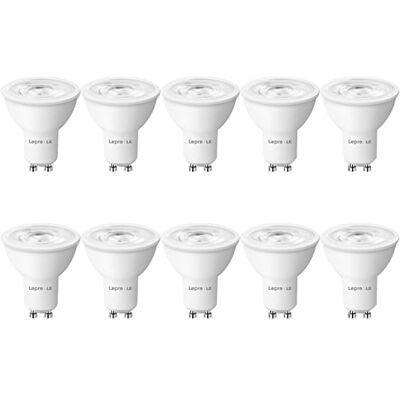 Lepro Bombilla LED GU10 3.6W(Equivalente a 50W), 345 lm, 2700K, Pack de 10 Blanca Cálida 2700K, Ángulo de Haz de 38°, Bajo Consumo, CRI>80, No regulable, Sin Parpadeos para Iluminación de Interior Lepro Bombilla LED GU10 3.6W(Equivalente a 50W), 345 lm, 2700K, Pack de 10 Blanca Cálida 2700K, Ángulo de Haz de 38°, Bajo Consumo, CRI>80, No regulable, Sin Parpadeos para Iluminación de Interior