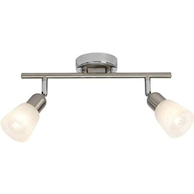Brilliant Bethany Spot tubo, 2-focos, E14 LED, 2 x 3 W, 250 lm, 3000 K, metal y vidrio, hierro/cromo Brilliant Bethany Spot tubo, 2-focos, E14 LED, 2 x 3 W, 250 lm, 3000 K, metal y vidrio, hierro/cromo