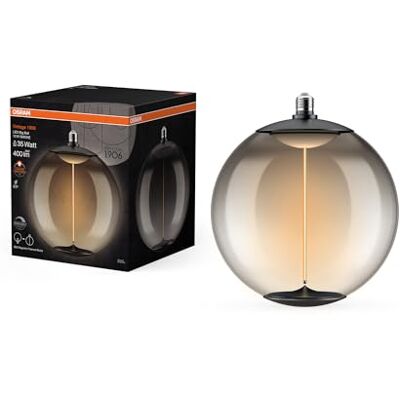 OSRAM Lámpara LED Vintage 1906 BigBall35, 12 W (400 lm), blanco cálido 1800 K, carcasa de plástico ahumado, casquillo E27, tecnología de filamento magnético, regulable OSRAM Lámpara LED Vintage 1906 BigBall35, 12 W (400 lm), blanco cálido 1800 K, carcasa de plástico ahumado, casquillo E27, tecnología de filamento magnético, regulable