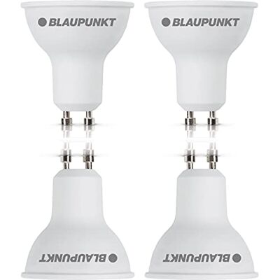 Blaupunkt Bombilla GU10 LED – Spot – Iluminación Ambiental – 5W – Reemplazo de 50W – Blanco Cálido 2700K – 450 Lúmenes – Luz Calida de Bajo Coste y Energía – Paquete de 4 Blaupunkt Bombilla GU10 LED – Spot – Iluminación Ambiental – 5W – Reemplazo de 50W – Blanco Cálido 2700K – 450 Lúmenes – Luz Calida de Bajo Coste y Energía – Paquete de 4