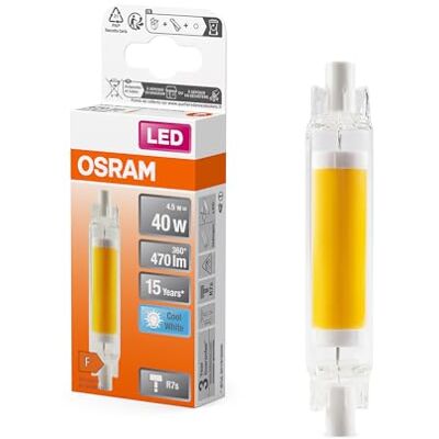 OSRAM LED Slim Line lámpara LED delgada multicolor con base retrofit R7s, 4,5 W / 470 lm, luz blanca fría y clara con 4000 K, no regulable, IP20, cristal sin plomo, 16 mm de diámetro. OSRAM LED Slim Line lámpara LED delgada multicolor con base retrofit R7s, 4,5 W / 470 lm, luz blanca fría y clara con 4000 K, no regulable, IP20, cristal sin plomo, 16 mm de diámetro.