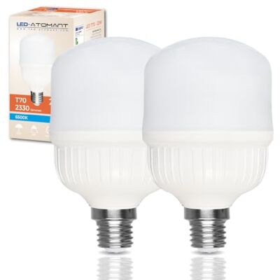 LED ATOMANT 2x Bombilla LED E27 T70 22W Color Luz Fria 2330lm Color Blanco Frio 6500K LED ATOMANT 2x Bombilla LED E27 T70 22W Color Luz Fria 2330lm Color Blanco Frio 6500K