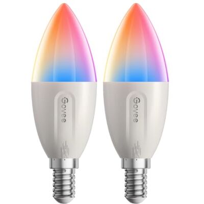 Govee E14 Bombilla Inteligente RGBWW,450 lm Control de Grupo, Paquete de 2 Compatible con Matter, Alexa y Google Assistant, 16 Millones de Colores Personalizables, 4.8 W, 54 Escenas Govee E14 Bombilla Inteligente RGBWW,450 lm Control de Grupo, Paquete de 2 Compatible con Matter, Alexa y Google Assistant, 16 Millones de Colores Personalizables, 4.8 W, 54 Escenas