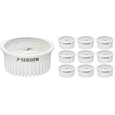 SEBSON Módulo LED 5W Ultra Plano ø50x26mm para Foco Empotrable 400 Lúmenes Blanco Cálido 3000K No Regulable 230V Reemplaza la Bombilla GU10 MR16 Juego de 10 SEBSON Módulo LED 5W Ultra Plano ø50x26mm para Foco Empotrable 400 Lúmenes Blanco Cálido 3000K No Regulable 230V Reemplaza la Bombilla GU10 MR16 Juego de 10