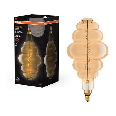 OSRAM Lámpara LED Vintage 1906 dorada, 4,8 W, 360 lm, forma de colmena con 200 mm de diámetro y casquillo E27, luz blanca cálida, filamento regulable, vida útil de hasta 15.000 horas OSRAM Lámpara LED Vintage 1906 dorada, 4,8 W, 360 lm, forma de colmena con 200 mm de diámetro y casquillo E27, luz blanca cálida, filamento regulable, vida útil de hasta 15.000 horas