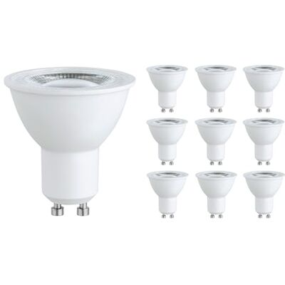 SEBSON Bombilla LED GU10 Blanco Cálido 2,5W Set de 10-450lm Clase de Eficiencia Energética A, Sustituye 50W Halógena, Ángulo del Haz 90° Focos Empotrables 230V ø50x53mm SEBSON Bombilla LED GU10 Blanco Cálido 2,5W Set de 10-450lm Clase de Eficiencia Energética A, Sustituye 50W Halógena, Ángulo del Haz 90° Focos Empotrables 230V ø50x53mm