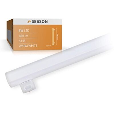 SEBSON Bombilla LED S14S 8W Equivalente a 60W 880 Lúmenes Blanco Cálido 3000K No Regulable Angulo de Haz 150° Bombilla Tubo 50cm 230V SEBSON Bombilla LED S14S 8W Equivalente a 60W 880 Lúmenes Blanco Cálido 3000K No Regulable Angulo de Haz 150° Bombilla Tubo 50cm 230V