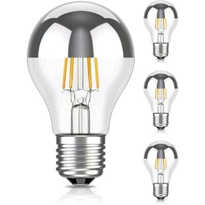 ledscom.de 4 bombillas LED E27 para espejo de tocador A60, 2600 K (blanco cálido), 399 lm, 4,3 W, 230 V – Bombillas «Silberkopf» – no regulables ledscom.de 4 bombillas LED E27 para espejo de tocador A60, 2600 K (blanco cálido), 399 lm, 4,3 W, 230 V – Bombillas «Silberkopf» – no regulables