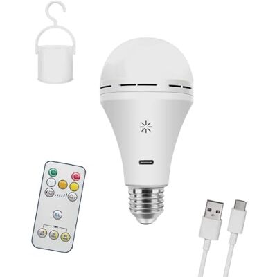 wonderlamp Bombilla LED Rosca E27 6W con batería recargable 3000-4000-6000K Mando a distancia y Temporizador wonderlamp Bombilla LED Rosca E27 6W con batería recargable 3000-4000-6000K Mando a distancia y Temporizador