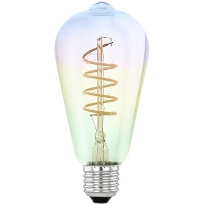 Eglo LED E27, bombilla regulable de colores, foco con espiral de color brillante, luz arcoiris, 4 vatios, 200 lúmenes, blanco cálido, 2000k, luz Edison, G125, Ø 12,5 cm Eglo LED E27, bombilla regulable de colores, foco con espiral de color brillante, luz arcoiris, 4 vatios, 200 lúmenes, blanco cálido, 2000k, luz Edison, G125, Ø 12,5 cm