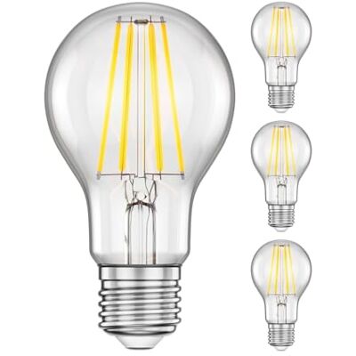 ledscom.de 4 bombillas LED E27, A60, blanco cálido (2700 K), 7,1 W, 963 lm, regulador de intensidad de 3 niveles ledscom.de 4 bombillas LED E27, A60, blanco cálido (2700 K), 7,1 W, 963 lm, regulador de intensidad de 3 niveles