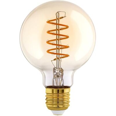 Eglo LED E27 Globe regulable con temperatura de color ajustable, bombilla espiral vintage, lámpara 7 W, 700 lúmenes, blanco cálido, 2000-3000 K, Edison G95, Ø 9,5 cm Eglo LED E27 Globe regulable con temperatura de color ajustable, bombilla espiral vintage, lámpara 7 W, 700 lúmenes, blanco cálido, 2000-3000 K, Edison G95, Ø 9,5 cm