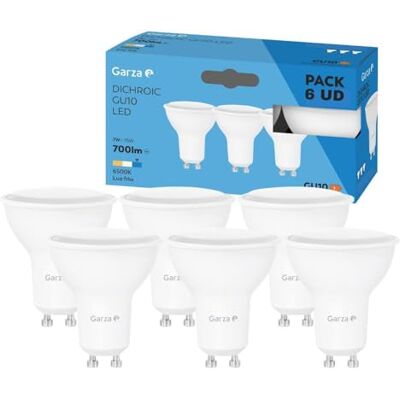 Garza Pack 6 Bombillas Led, Casquillo GU10, Luz Neutra 6500K, 7W, 700 Lúmenes. No Regulable. Garza Pack 6 Bombillas Led, Casquillo GU10, Luz Neutra 6500K, 7W, 700 Lúmenes. No Regulable.