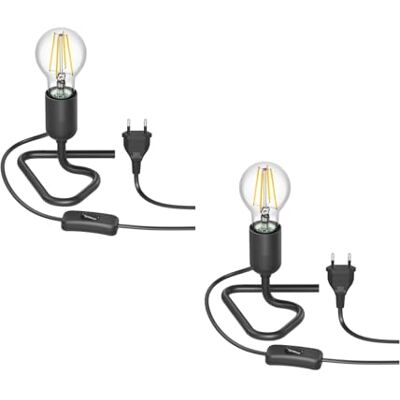 ledscom.de 2x lámpara de sobremesa TRIN negra con enchufe e interruptor incl. bombilla E27 963lm blanco cálido, regulación en 3 niveles sin regulador con interruptor de luz ledscom.de 2x lámpara de sobremesa TRIN negra con enchufe e interruptor incl. bombilla E27 963lm blanco cálido, regulación en 3 niveles sin regulador con interruptor de luz