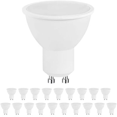 Europalamp – 20 bombillas LED GU10 5 W equivalente a 50 W de una lámpara halógena blanca, 450 lm, protección de los ojos, no regulable, adecuada para decoración de iluminación doméstica, etc Europalamp – 20 bombillas LED GU10 5 W equivalente a 50 W de una lámpara halógena blanca, 450 lm, protección de los ojos, no regulable, adecuada para decoración de iluminación doméstica, etc