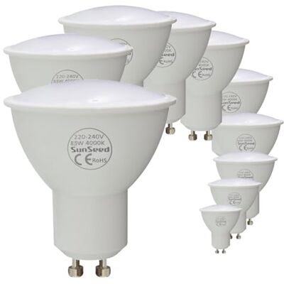 SUNSEED 10x Bombilla LED GU10 8,5W = 60W Blanco Neutro 4000K 120° SUNSEED 10x Bombilla LED GU10 8,5W = 60W Blanco Neutro 4000K 120°