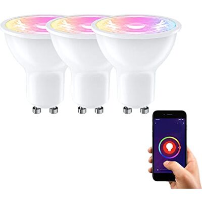 KOZII Xanlite Smart Living Pack de 3 focos LED conectados Casquillo Gu10 Variación de color Intensidad 345 lúmenes Tecnología moderna KOZII Xanlite Smart Living Pack de 3 focos LED conectados Casquillo Gu10 Variación de color Intensidad 345 lúmenes Tecnología moderna