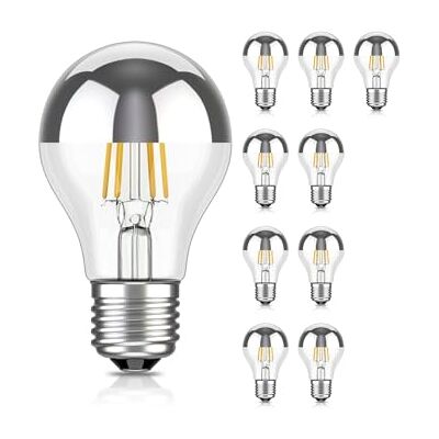 ledscom.de 10 bombillas LED E27 para espejo de tocador A60, 2600 K (blanco cálido), 399 lm, 4,3 W, 230 V – Bombillas «Silberkopf» – no regulables ledscom.de 10 bombillas LED E27 para espejo de tocador A60, 2600 K (blanco cálido), 399 lm, 4,3 W, 230 V – Bombillas «Silberkopf» – no regulables
