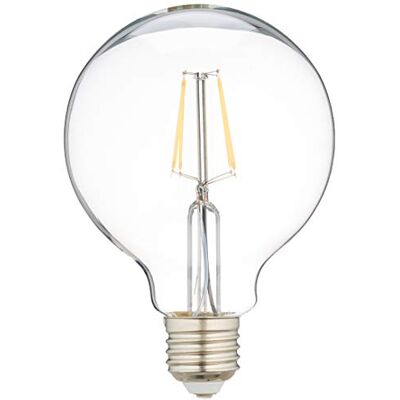 Homemania Bombilla globo transparente de metal, cristal, 6 x 6 x 10,8 cm, 1 x E27, 24 W, 240 lm, 2800 K Homemania Bombilla globo transparente de metal, cristal, 6 x 6 x 10,8 cm, 1 x E27, 24 W, 240 lm, 2800 K