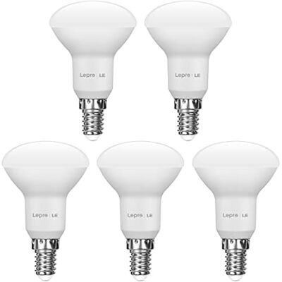 Lepro Bombillas Reflectora LED E14, Lámpara LED R50 E14 4.9W 5Pcs Equivalente a 40W, 470 Lúmenes, Casquillo Fino Luz Blanco Cálido 2700k, Bajo Consumo de Ángulo de Haz 120 ° Lepro Bombillas Reflectora LED E14, Lámpara LED R50 E14 4.9W 5Pcs Equivalente a 40W, 470 Lúmenes, Casquillo Fino Luz Blanco Cálido 2700k, Bajo Consumo de Ángulo de Haz 120 °