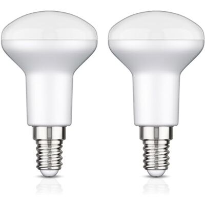 ledscom.de 2x bombilla LED E14, R50, blanco cálido (2700 K), 6,2 W, 608lm, 116°, regulador de 3 niveles, mate ledscom.de 2x bombilla LED E14, R50, blanco cálido (2700 K), 6,2 W, 608lm, 116°, regulador de 3 niveles, mate