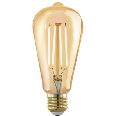 Eglo Bombilla LED E27 regulable, Golden Vintage, lámpara LED, iluminación retro, 4 vatios, equivalente a 30 vatios, 320 lúmenes, blanco cálido, 1700 Kelvin, bombilla Edison ST64, diámetro 6,4 cm Eglo Bombilla LED E27 regulable, Golden Vintage, lámpara LED, iluminación retro, 4 vatios, equivalente a 30 vatios, 320 lúmenes, blanco cálido, 1700 Kelvin, bombilla Edison ST64, diámetro 6,4 cm