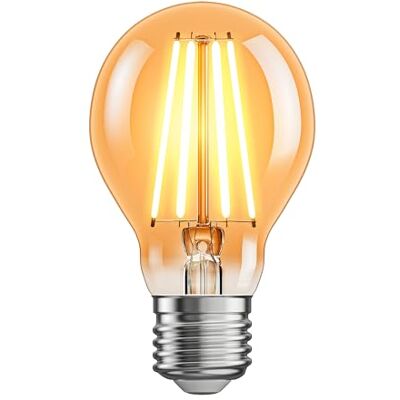 ledscom.de Bombilla LED E27, A60, blanco extra cálido (2400 K), 7 W, 778 lm, regulador de 3 niveles, color dorado ledscom.de Bombilla LED E27, A60, blanco extra cálido (2400 K), 7 W, 778 lm, regulador de 3 niveles, color dorado