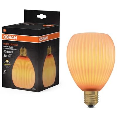 OSRAM Lámpara LED DECOR FLAT de cristal coloreado, ovalada Ø110mm, naranja, E27, 3,5W, 300lm, 2700K, blanco cálido, IP20, efecto de color OSRAM Lámpara LED DECOR FLAT de cristal coloreado, ovalada Ø110mm, naranja, E27, 3,5W, 300lm, 2700K, blanco cálido, IP20, efecto de color
