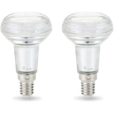 Amazon Basics Bombilla Edison LED E14 pequeña R50 reflectora para decoración, 2.8 W, blanco cálido, no regulable, paquete de 2 Amazon Basics Bombilla Edison LED E14 pequeña R50 reflectora para decoración, 2.8 W, blanco cálido, no regulable, paquete de 2