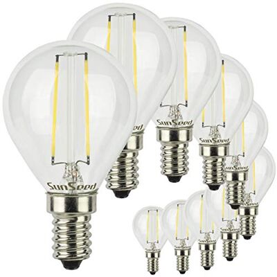 SUNSEED 10x Bombilla Esférica Filamento LED E14 2W = 25W Blanco Neutro 4000K SUNSEED 10x Bombilla Esférica Filamento LED E14 2W = 25W Blanco Neutro 4000K