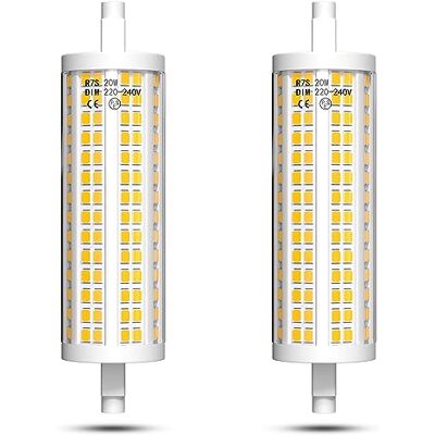 Bonlux Bombilla LED 118mm Regulable 20W BombillaLinear J118 Blanco Cálido 2700K, 2200LM, Equivalente Halógeno de 200W, AC 220V-240V, 360 grados (2-Unidades) Bonlux Bombilla LED 118mm Regulable 20W BombillaLinear J118 Blanco Cálido 2700K, 2200LM, Equivalente Halógeno de 200W, AC 220V-240V, 360 grados (2-Unidades)