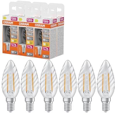 OSRAM Lámpara LED Superstar Classic BW25 Filamento 1,8 W 827, 2700 K blanco cálido, E14, transparente, 250 lm, 15.000 h, regulable,6-Pack OSRAM Lámpara LED Superstar Classic BW25 Filamento 1,8 W 827, 2700 K blanco cálido, E14, transparente, 250 lm, 15.000 h, regulable,6-Pack