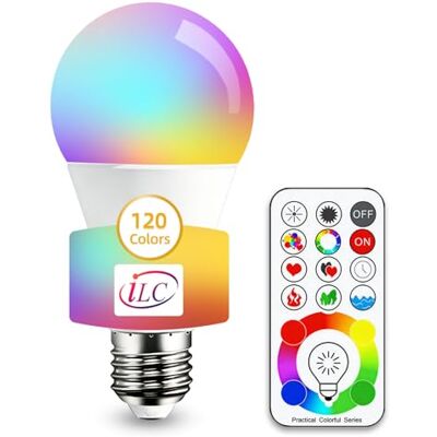 iLC Bombillas Colores RGBW LED Bombilla Cambio de Color Edison RGB 120 de colores Regulable 10 vatios E27- Control remoto Incluido para Casa Decoración Bar Fiesta Ambiente Ambiance Iluminación iLC Bombillas Colores RGBW LED Bombilla Cambio de Color Edison RGB 120 de colores Regulable 10 vatios E27- Control remoto Incluido para Casa Decoración Bar Fiesta Ambiente Ambiance Iluminación