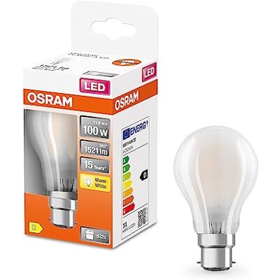 OSRAM LED Star Classic A100 Lámpara LED para base B22D, forma de pera, GL FR, 1521 lúmenes, blanco cálido (2700k), reemplazo de bombillas convencionales de 100W, no Dimmable, paquete de 6 OSRAM LED Star Classic A100 Lámpara LED para base B22D, forma de pera, GL FR, 1521 lúmenes, blanco cálido (2700k), reemplazo de bombillas convencionales de 100W, no Dimmable, paquete de 6