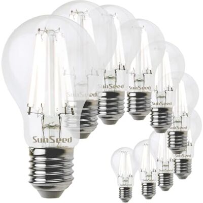 SUNSEED 10x Bombilla Estándar Filamento Blanco LED E27 12W = 100W Blanco Cálido 3000K SUNSEED 10x Bombilla Estándar Filamento Blanco LED E27 12W = 100W Blanco Cálido 3000K