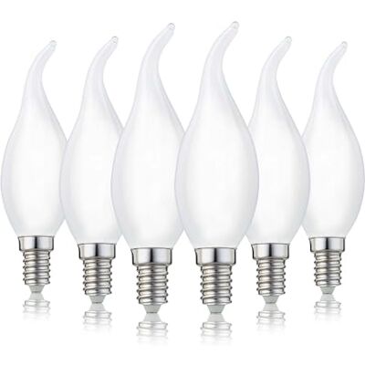 Hellum lampadine LED E14 a candela a vento, Set da 6, vetro opaco, Lampadina LED E14 luce calda 2,2W equivalente a una luce a incandescenza 25W, 250 lm, 2700 K bianco caldo 207408 Hellum lampadine LED E14 a candela a vento, Set da 6, vetro opaco, Lampadina LED E14 luce calda 2,2W equivalente a una luce a incandescenza 25W, 250 lm, 2700 K bianco caldo 207408