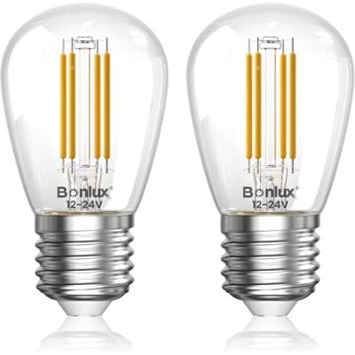 Bonlux Bombilla LED E27 12V 4W, 3000K Blanco Cálido, Bajo Voltaje Casquillo E27 para Sistemas Solares Off-Grid, Autocaravanas, Barco, Garaje, Jardín AC/DC 12-24V Luces Bonlux Bombilla LED E27 12V 4W, 3000K Blanco Cálido, Bajo Voltaje Casquillo E27 para Sistemas Solares Off-Grid, Autocaravanas, Barco, Garaje, Jardín AC/DC 12-24V Luces