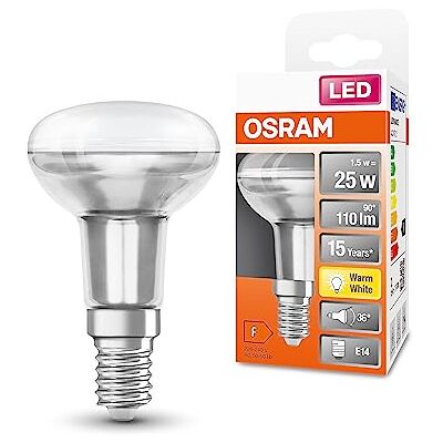 OSRAM LED Star R50 Lámpara LED para enchufe E14, lámpara de reflector, GL, 110 lúmenes, blanco cálido (2700k), reemplazo de bombillas convencionales de 25W, no dimmables, 6 paquetes OSRAM LED Star R50 Lámpara LED para enchufe E14, lámpara de reflector, GL, 110 lúmenes, blanco cálido (2700k), reemplazo de bombillas convencionales de 25W, no dimmables, 6 paquetes