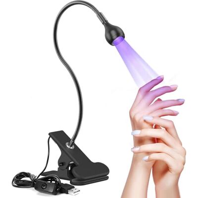 Woobroo Lámpara UV de 5 W para uñas de gel, USB Mini lámpara UV con clip de seguridad y cabezal giratorio de 360 grados para manicura uñas secas Woobroo Lámpara UV de 5 W para uñas de gel, USB Mini lámpara UV con clip de seguridad y cabezal giratorio de 360 grados para manicura uñas secas