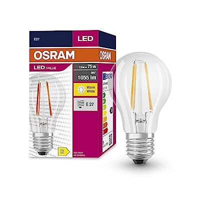 OSRAM Valor de estrella LED de Lámpara LED Classic A75 para enchufe E27, forma de pera, FIL, 1055 lúmenes, blanco cálido (2700k), reemplazo de bombillas convencionales de 75W, 10 paquetes de 10 OSRAM Valor de estrella LED de Lámpara LED Classic A75 para enchufe E27, forma de pera, FIL, 1055 lúmenes, blanco cálido (2700k), reemplazo de bombillas convencionales de 75W, 10 paquetes de 10