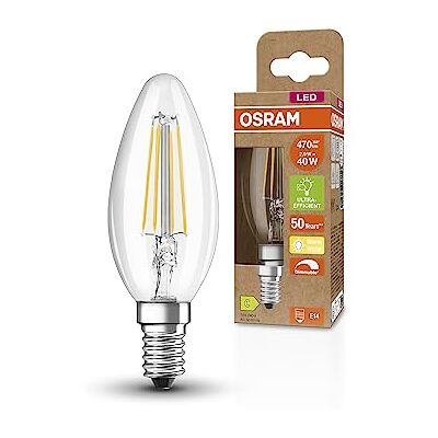 OSRAM Lámpara LED SUPERSTAR+ CLASSIC B FIL 40, E14, forma mini vela, 2.9W, 470lm, 2700K, luz blanca cálida, regulable, tecnología filamento LED, optimo consumo de energía, eficiencia energética B OSRAM Lámpara LED SUPERSTAR+ CLASSIC B FIL 40, E14, forma mini vela, 2.9W, 470lm, 2700K, luz blanca cálida, regulable, tecnología filamento LED, optimo consumo de energía, eficiencia energética B