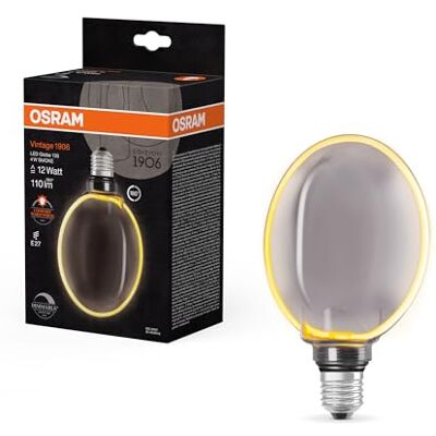 OSRAM Vintage 1906 Globo 130 Lámpara de filamento O, 4 W, 110 lm, 1800 K, 818 blanco cálido agradable, Smoke, IP 20, vidrio sin plomo, 130 mm, casquillo E27 OSRAM Vintage 1906 Globo 130 Lámpara de filamento O, 4 W, 110 lm, 1800 K, 818 blanco cálido agradable, Smoke, IP 20, vidrio sin plomo, 130 mm, casquillo E27