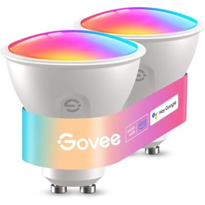 Govee Bombilla Inteligente GU10, Bombilla LED GU10 WiFi RGBWW Compatible con Matter, Alexa y Google Home, Lampara LED 400LM 16 Millones de Colores Regulable Sincronización de Música, Paquete de 2 Govee Bombilla Inteligente GU10, Bombilla LED GU10 WiFi RGBWW Compatible con Matter, Alexa y Google Home, Lampara LED 400LM 16 Millones de Colores Regulable Sincronización de Música, Paquete de 2