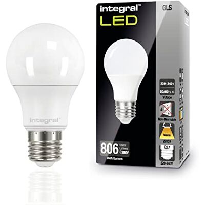 Integral Bombilla Mate LED 4 PACK E27 GLS A60 Cálido 2700 K, 806 LM, 8,8 W (equivalente a 60W) No Regulable Eficiencia energética e ideal para accesorios de pared y lámparas en salones comedores Integral Bombilla Mate LED 4 PACK E27 GLS A60 Cálido 2700 K, 806 LM, 8,8 W (equivalente a 60W) No Regulable Eficiencia energética e ideal para accesorios de pared y lámparas en salones comedores