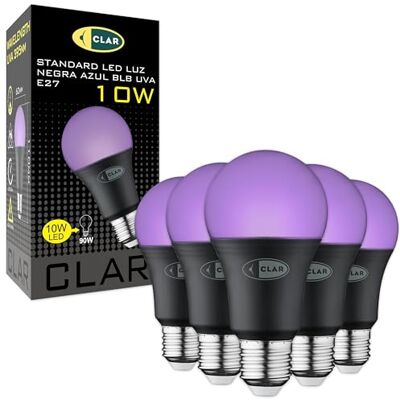 CLAR Bombilla UV, Iluminación Halloween, Discoteca, Luz Negra Ultravioleta (Pack 5) CLAR Bombilla UV, Iluminación Halloween, Discoteca, Luz Negra Ultravioleta (Pack 5)