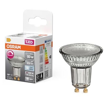 OSRAM Reflector LED Spot Superstar PAR16 80 regulable, blanco neutro 4000 K, 6,9 W, GU10, 120°, 650 lm, 15.000 h, para iluminación puntual, tiendas OSRAM Reflector LED Spot Superstar PAR16 80 regulable, blanco neutro 4000 K, 6,9 W, GU10, 120°, 650 lm, 15.000 h, para iluminación puntual, tiendas