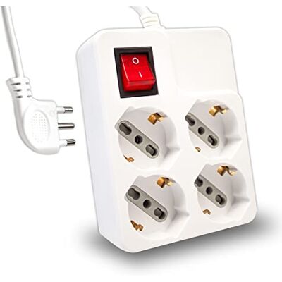 V-TAC Regleta de 4 enchufes con Interruptor y Cable de 1,5 m – 4 enchufes Frontales 10/16 A Schuko – Enchufe para casa, Oficina, Tienda – Enchufe 16 A, Color Blanco V-TAC Regleta de 4 enchufes con Interruptor y Cable de 1,5 m – 4 enchufes Frontales 10/16 A Schuko – Enchufe para casa, Oficina, Tienda – Enchufe 16 A, Color Blanco